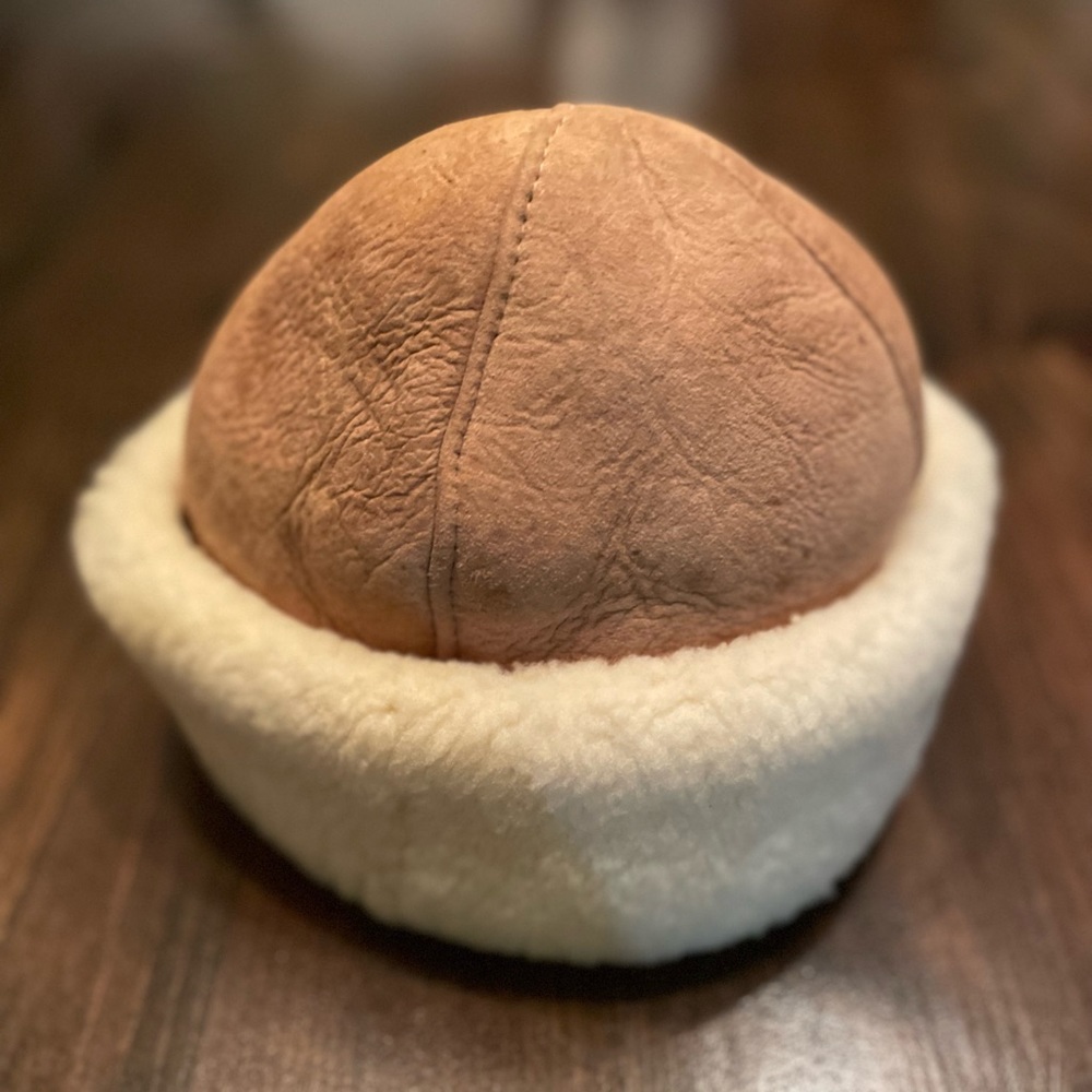 Bick Vintage Sheepskin and Shearling Bucket Hat Tan Size Medium